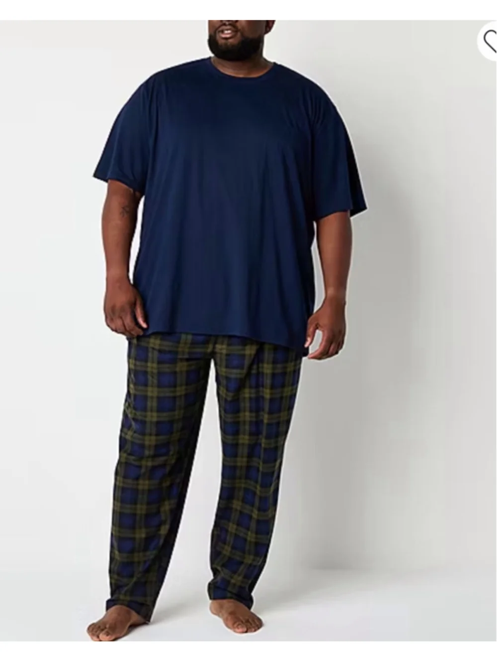 Men's St. John's Bay Pajama Set 4XL Navy Olive Plaid